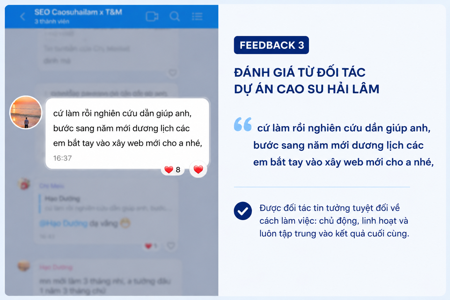 Đánh giá từ đối tác dự án Cao Su Hải Lâm