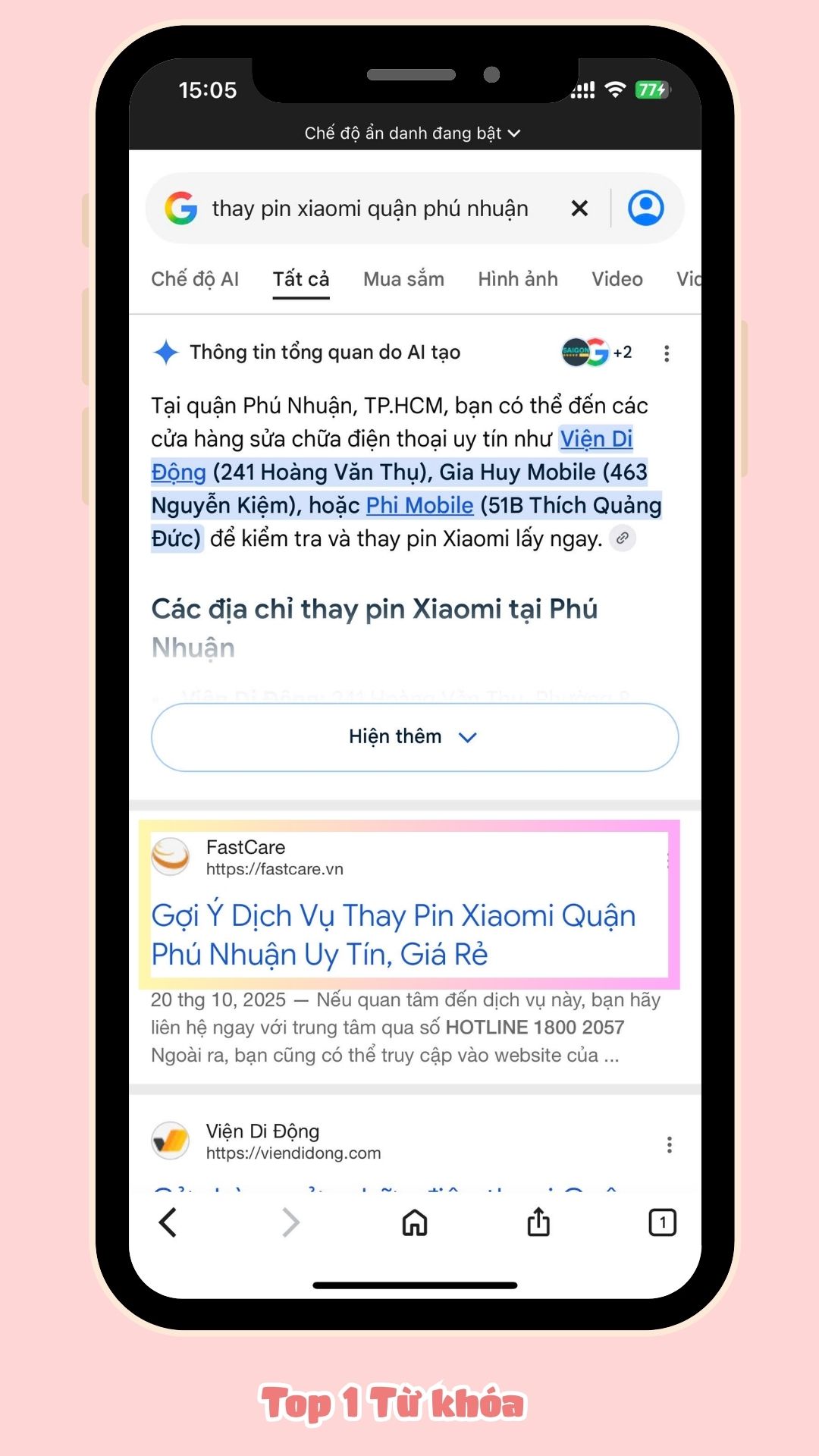Top 1 từ khóa thay pin Xiaomi quận Phú Nhuận - FastCare