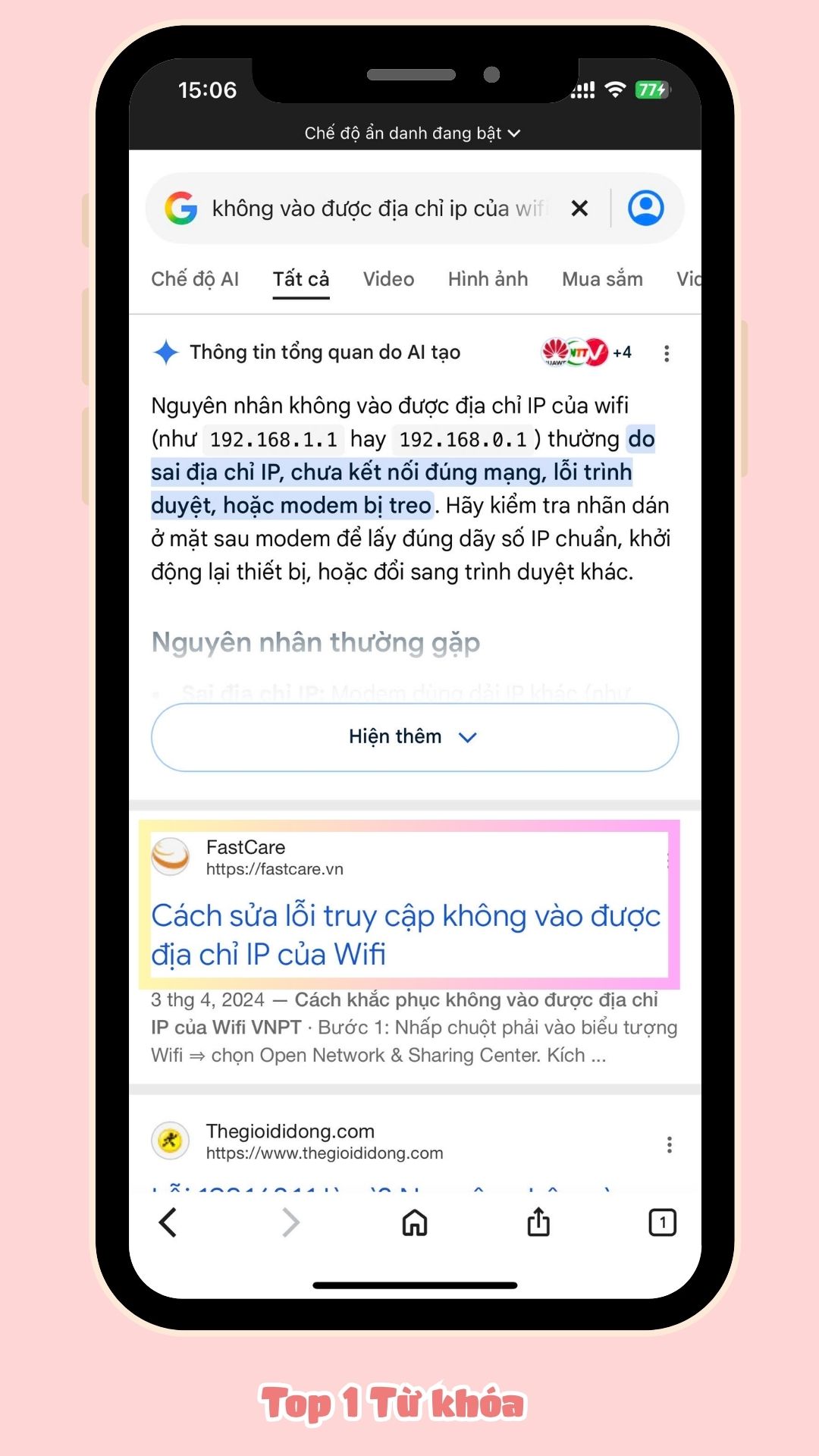 Top 1 từ khóa không vào được địa chỉ IP của wifi - FastCare