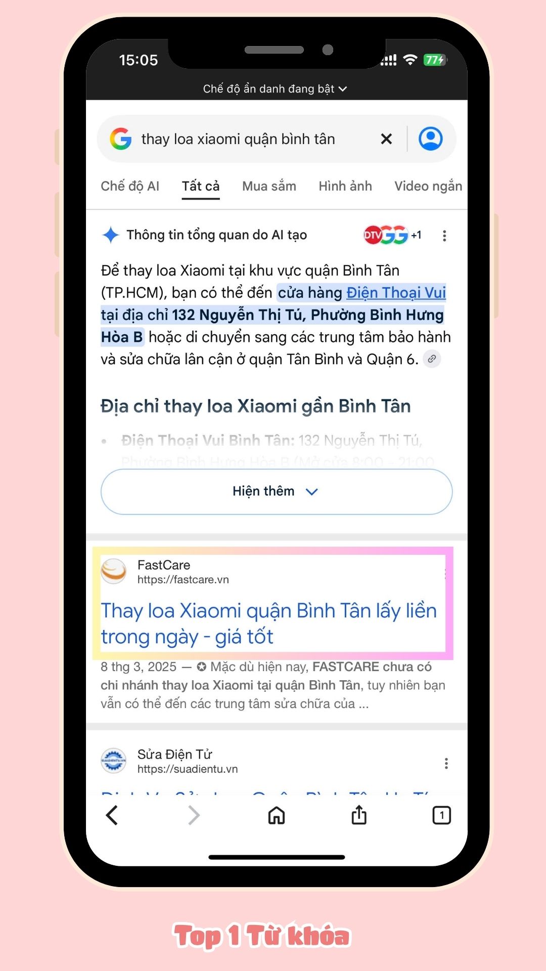 Top 1 từ khóa thay loa Xiaomi quận Bình Tân - FastCare