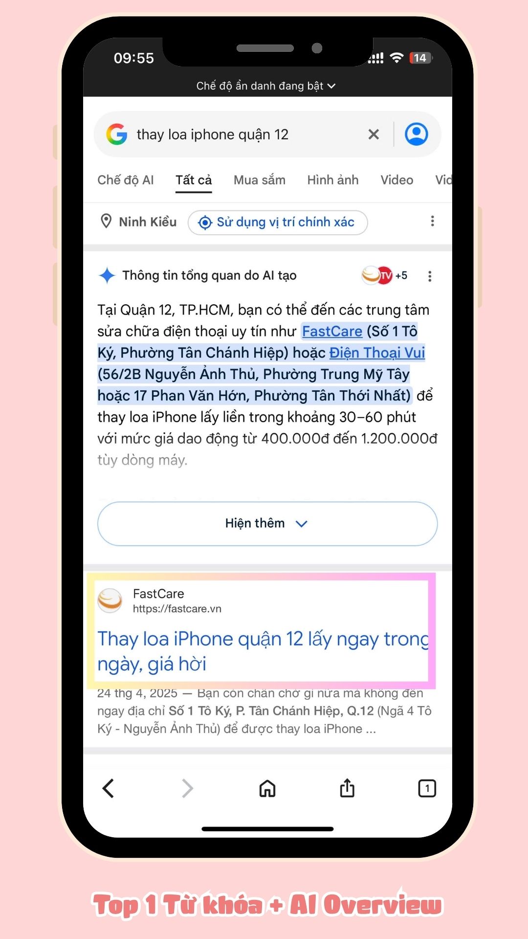 Top 1 từ khóa thay loa iPhone quận 12 - FastCare